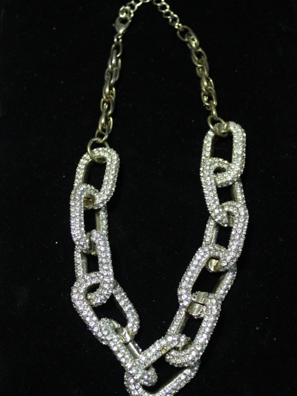 Crystal Pave Silver Link Necklace - Women Jewelry